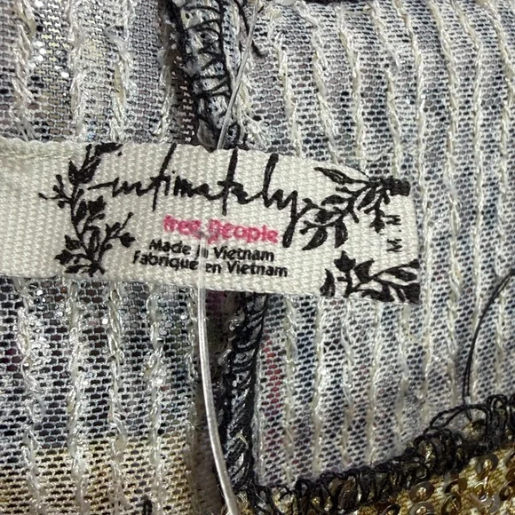 Free People New Floral Long Sleeve Sequin Women's Top, Medium - Picture 6 of 9